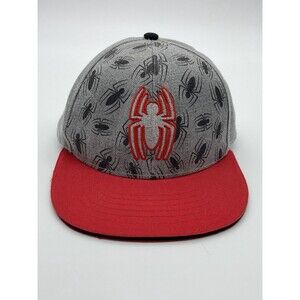 Spider-Man Marvel Comics Hat Gray &‎ Red Cap Snapback Youth One Size SPIDER LOGO